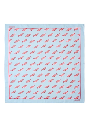 Closed fish-print scarf - Blue