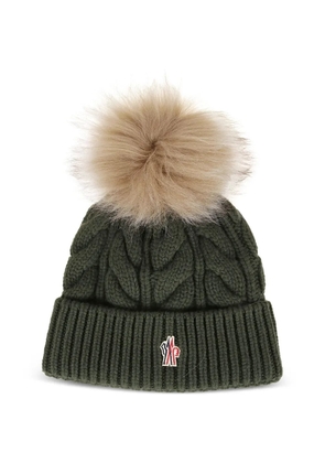 Moncler Grenoble cable-knit pompom beanie hat - Green
