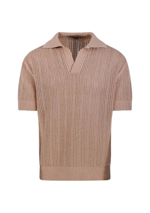 Altea V-neck short-sleeved knitted shirt - Neutrals