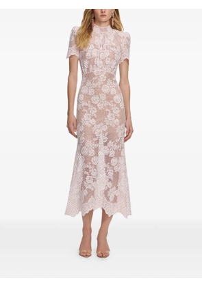 Self-Portrait lace crystals midi dress - Pink