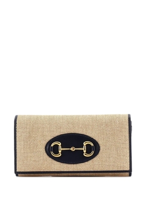 Gucci Pre-Owned Horsebit 1955 Chain Wallet Canvas with Leather crossbody bag - Neutrals