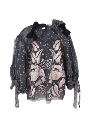 Biyan gathered-sleeve double layer blouse - Blue