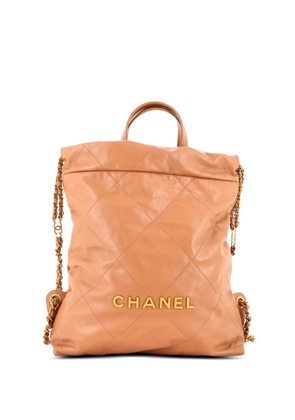 CHANEL Pre-Owned 22 Chain Quilted Calfskin Medium backpack - Neutrals