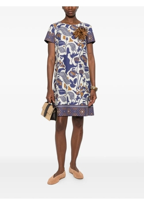 Clips floral-appliqué mini dress - Neutrals