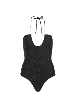 Karl Lagerfeld crystal halterneck swimsuit - Black