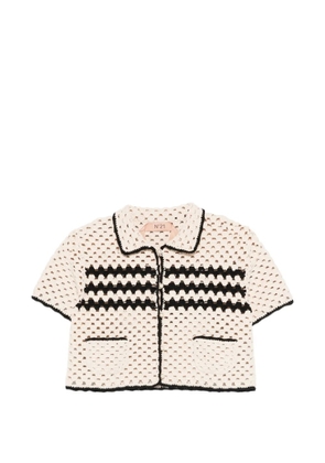 Nº21 crochet striped shirt - Neutrals