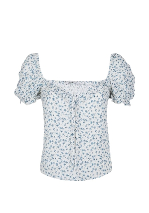 MAR DE MARGARITAS Letizia floral puff-sleeve blouse - White