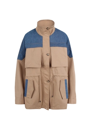 Jovonna Nano denim panel jacket - Neutrals