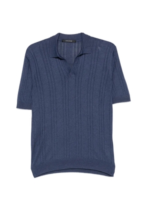 Tagliatore Darnel V-neck ribbed polo shirt - Blue