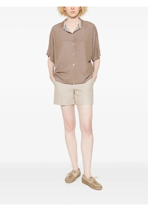 Intrecci button-up short-sleeve shirt - Brown