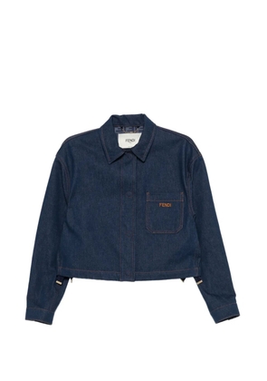 FENDI logo-embroidered denim jacket - Blue
