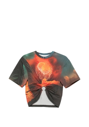 Rabanne ring fireworks-print T-shirt - Orange
