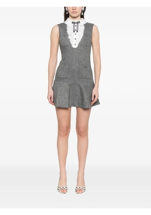 Self-Portrait ruffled collared mini dress - Grey
