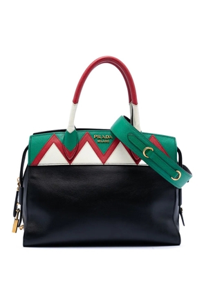 Prada Pre-Owned 2013-2025 Medium Saffiano Trimmed City Calf Greca Esplanade satchel - Black