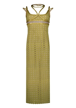 Giambattista Valli halterneck macramé maxi dress - Green
