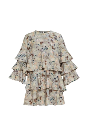 MUNTHE Brazos ruffled floral-print mini dress - Neutrals