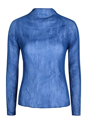 Issey Miyake chiffon long-sleeved top - Blue