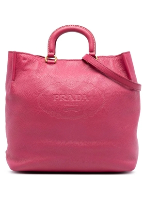Prada Pre-Owned 2013-2026 Vitello Daino Embossed Canapa Logo Open Convertible Tote satchel - Pink