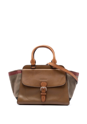 Burberry Pre-Owned 2000-2017 Medium Leather and House Check Harcourt satchel - Brown