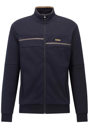 BOSS logo-print zip-up sweatshirt - Blue