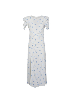 MAR DE MARGARITAS puff-sleeve printed maxi dress - White