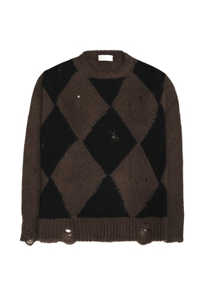 Paura Orfei argyle distressed sweater - Brown