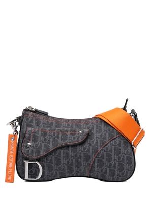 Christian Dior Pre-Owned 2015 Oblique Denim Flight Double Saddle crossbody bag - Blue