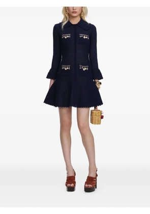 Self-Portrait shell embellished knitted dress - Blue