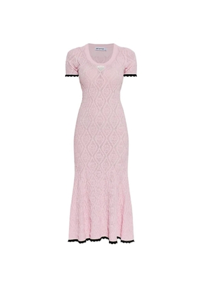 Self-Portrait scoop-neck knitted midi dress - Pink