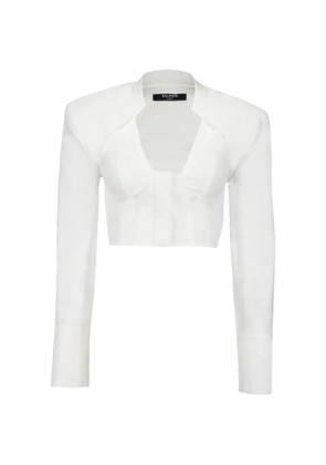 Balmain long-sleeve cropped top - White