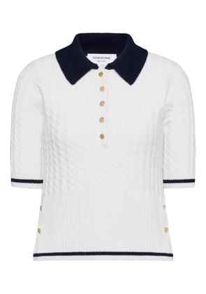 Thom Browne cable-stitch polo shirt - White