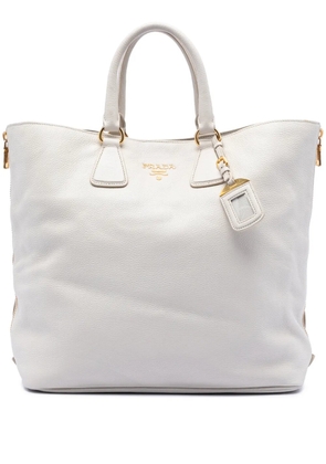 Prada Pre-Owned 2000-2020 Vitello Daino Side Zip Open Convertible Tote satchel - White