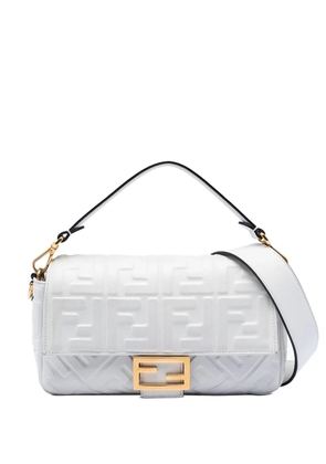 Fendi Pre-Owned 2010-2026 Zucca Embossed Leather Baguette satchel - White