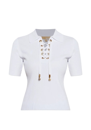 Michael Michael Kors lace-up polo top - White