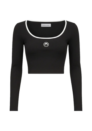 Marine Serre logo-embroidery jersey top - Black