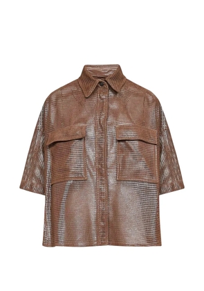 Brunello Cucinelli metallic net leather shirt - Brown