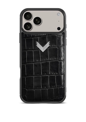 VELANTE crocodile-embossed iPhone 17 Pro Max phone case - Black