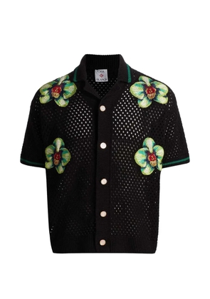 Casablanca floral open knit shirt - Black