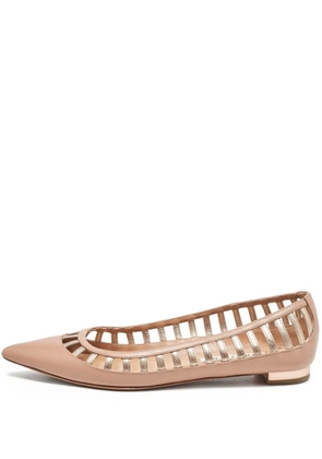 Aquazzura pre-owned leather cut-out flats - Neutrals
