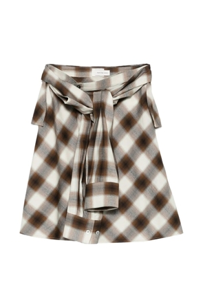 Feng Chen Wang plaid-pattern tie-fastening mini skirt - Brown