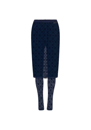 Marine Serre moonogram mesh trousers - Blue
