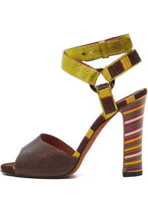 Missoni Pre-Owned 120mm leather striped heel sandals - Brown