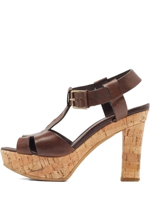 Santoni leather heeled sandals - Brown