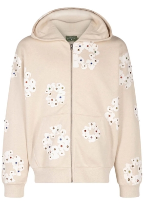 Denim Tears Rhinestone Cotton Wreath zip hoodie - Neutrals