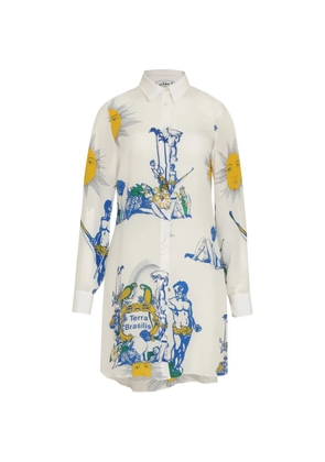 Amir Slama printed shirt mini dress - White