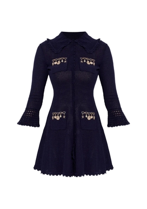 Self-Portrait embellished-collared mini dress - Blue