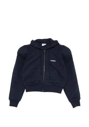 VETEMENTS logo-embroidered hoodie - Blue