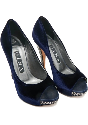 Gina Jenna velvet platform pumps - Blue