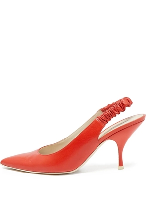 Bottega Veneta Pre-Owned 90mm leather slingback pumps - Orange