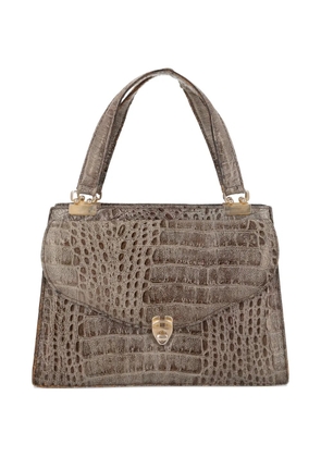 Vintage crocodile-embossed top handle bag - Grey